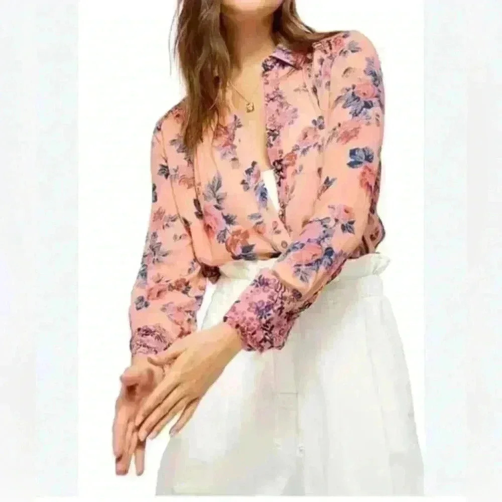 Free People hold on to me Floral Button Front Top‎ sz small S